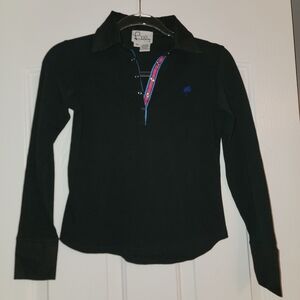 Lilly Pulitzer Black Polo with Blue and Pink Accents